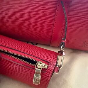 Louis Vuitton Red Wristlet with Silver Hardware